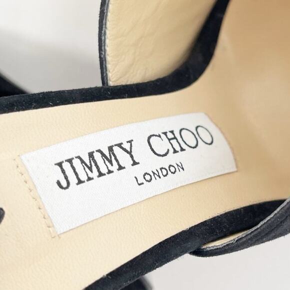 Jimmy Choo Black Suede Baia Crystal Fringe Square Open Toe Mule Heel size IT 37 - Picture 11 of 12